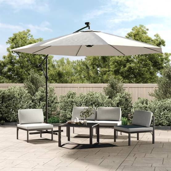 Parasol déporté métal et polyester sable 350 x 350 x 290 cm - PANGIVO - Image 1