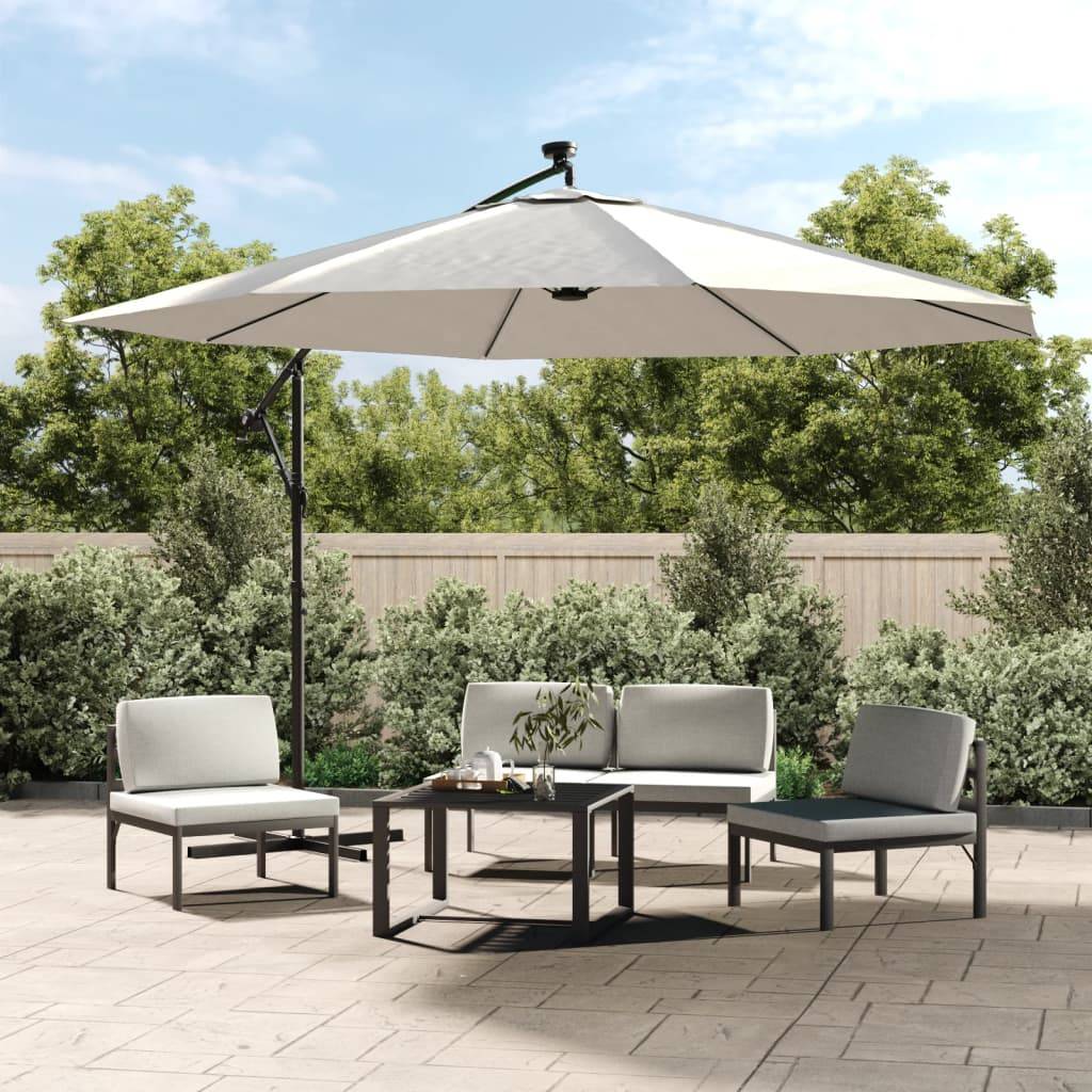 Parasol déporté métal et polyester sable 350 x 350 x 290 cm - PANGIVO - Image 1