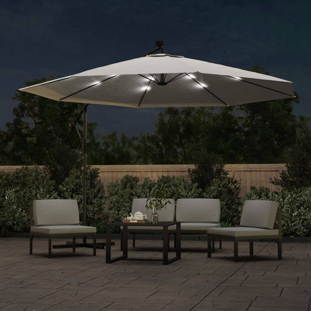 Parasol déporté métal et polyester sable 350 x 350 x 290 cm - PANGIVO - Image 3