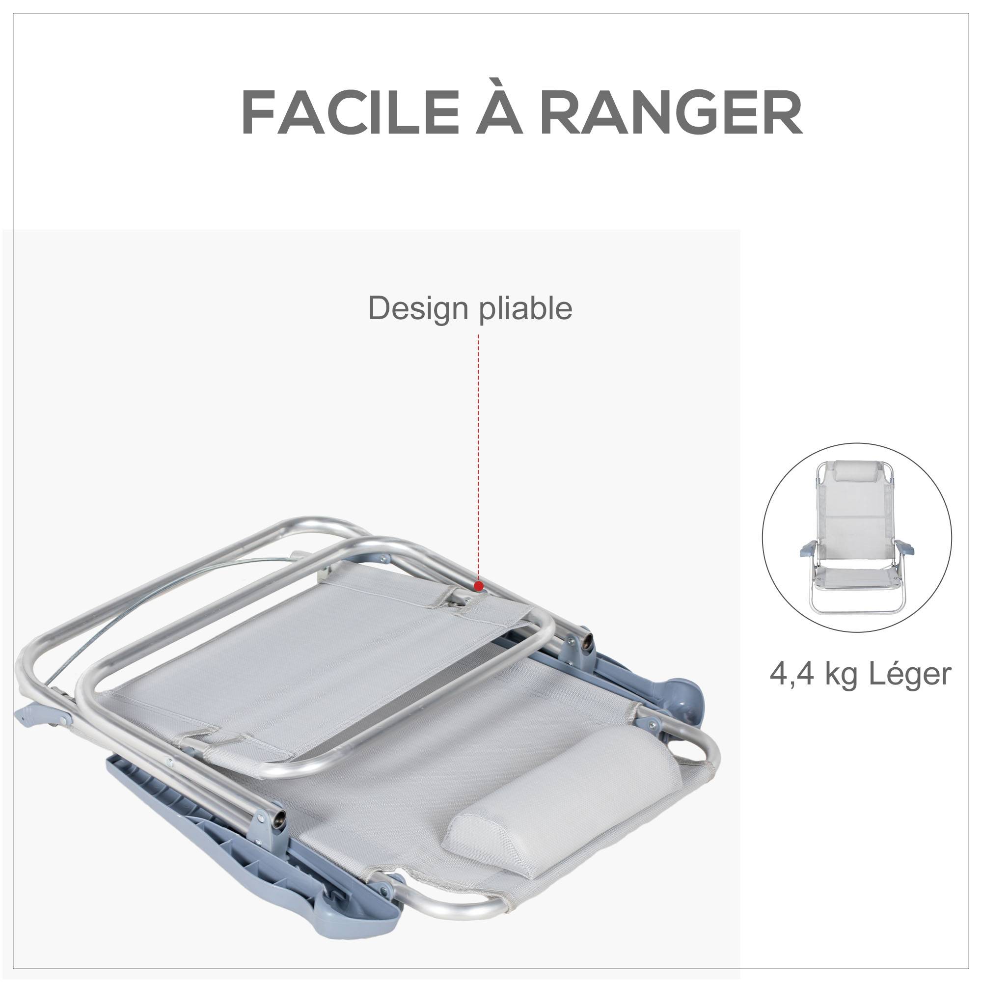 Lot de 2 chaises de jardin pliante aluminium et maille 62 x 65 x 80 cm - PANGIVO - Image 9