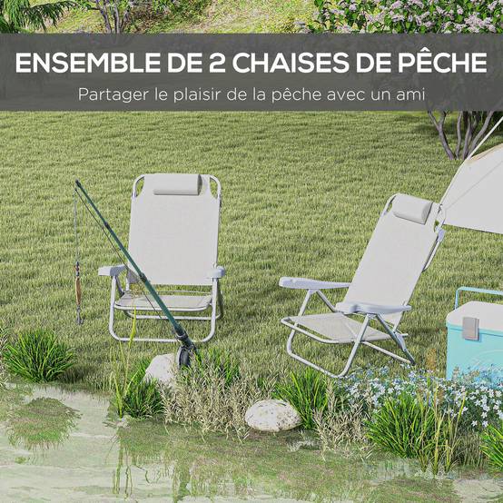 Lot de 2 chaises de jardin pliante aluminium et maille 62 x 65 x 80 cm - PANGIVO - Image 6