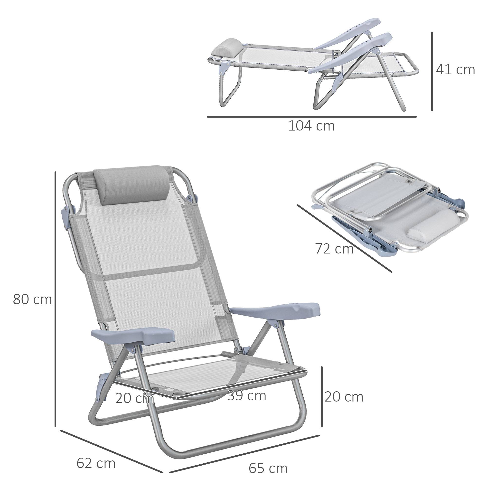 Lot de 2 chaises de jardin pliante aluminium et maille 62 x 65 x 80 cm - PANGIVO - Image 5