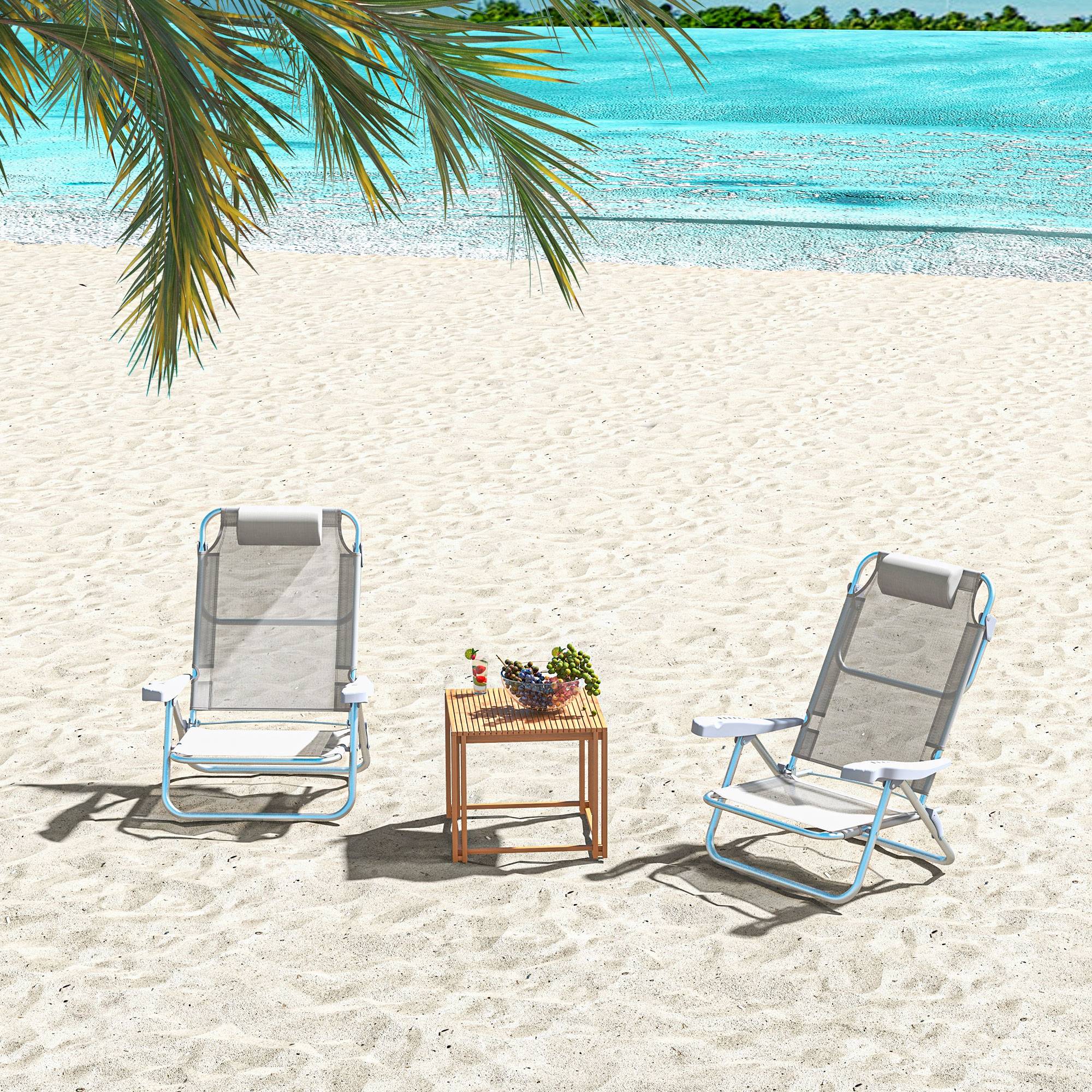 Lot de 2 chaises de jardin pliante aluminium et maille 62 x 65 x 80 cm - PANGIVO - Image 4