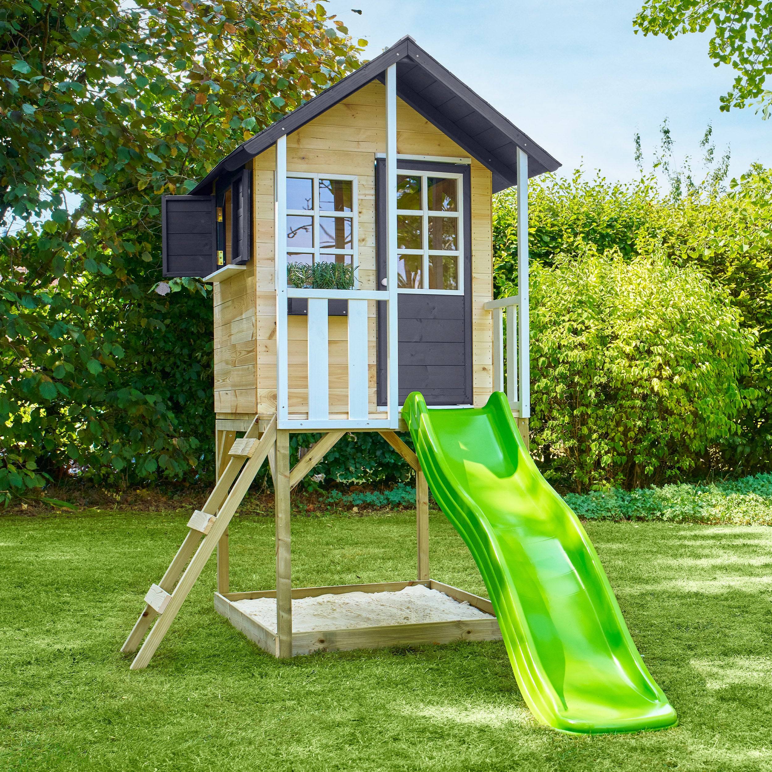 Maisonnette modulable sur pilotis avec balcon et glissière JACINTHES en bois FSC® - Image 7