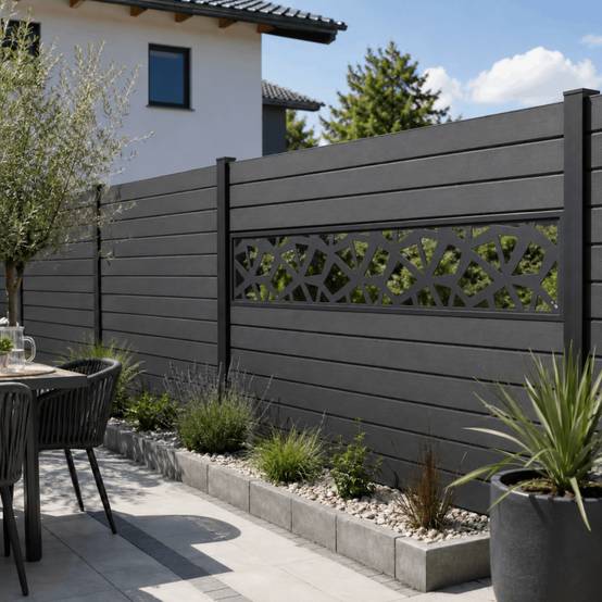 PANNEAU ALU POUR CLOTURE DECOR POLYGONES L 176cm / l 42,8cm - Coloris - Gris anthracite RAL 7016, Largeur - 42,8cm, Longueur - 176cm - Image 4
