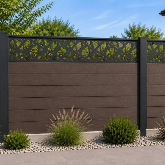 PANNEAU ALU POUR CLOTURE DECOR POLYGONES L 176cm / l 42,8cm - Coloris - Gris anthracite RAL 7016, Largeur - 42,8cm, Longueur - 176cm - Image 5