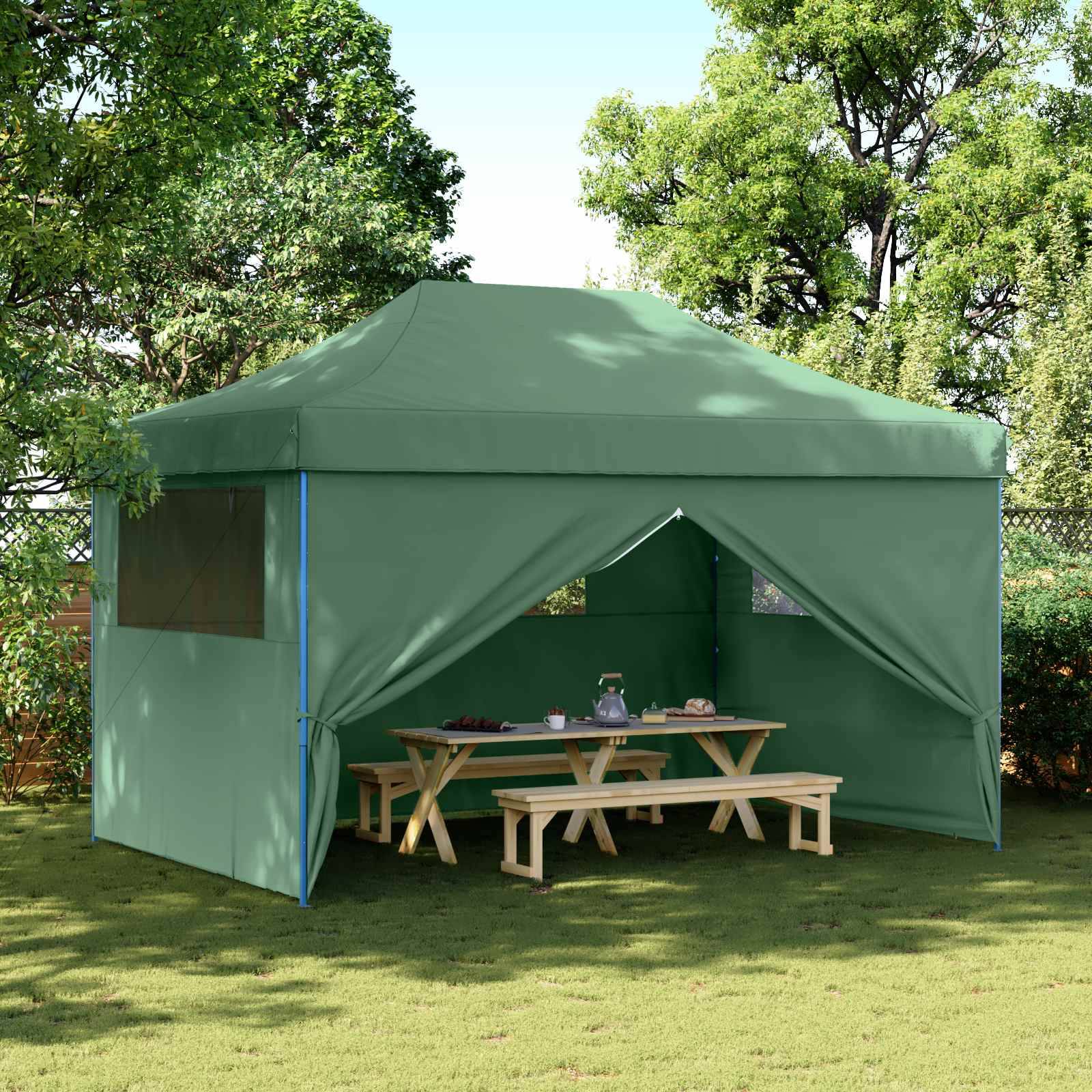 Vidaxl - Tente de réception pliable escamotable 4 parois latérales vert vidaXL 4004976 - Image 1