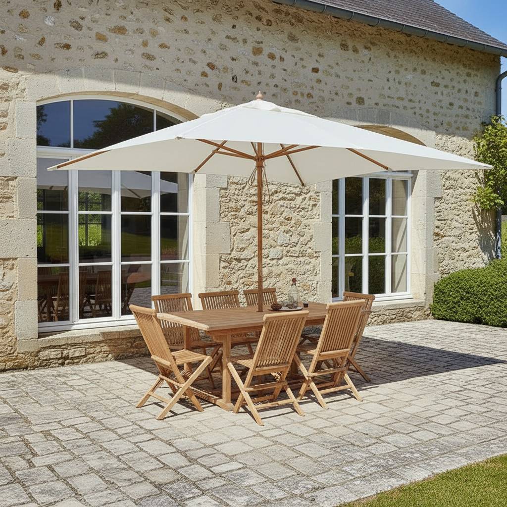Parasol droit écru 4x3 m Pegasia - Gecko Jardin - Image 6