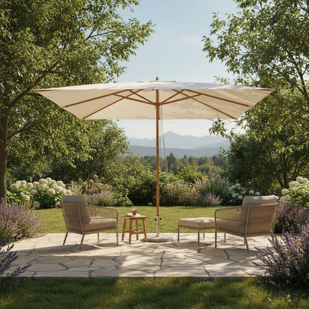 Parasol droit écru 4x3 m Pegasia - Gecko Jardin - Image 5