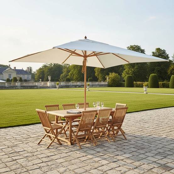 Parasol droit écru 4x3 m Pegasia - Gecko Jardin - Image 4