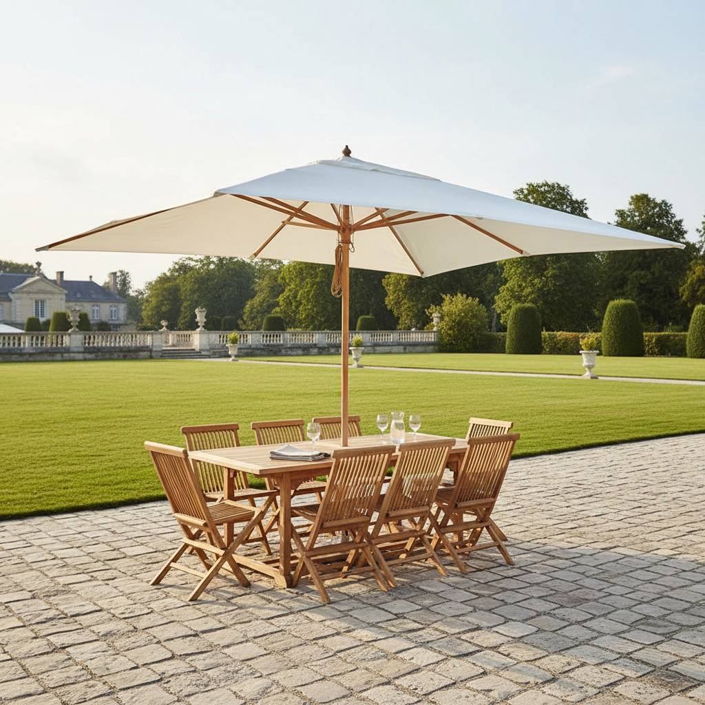Parasol droit écru 4x3 m Pegasia - Gecko Jardin - Image 4