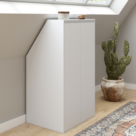 Armoire sous pente 2 portes TOMI 60 x 50 x 110/70 cm blanc - Image 1