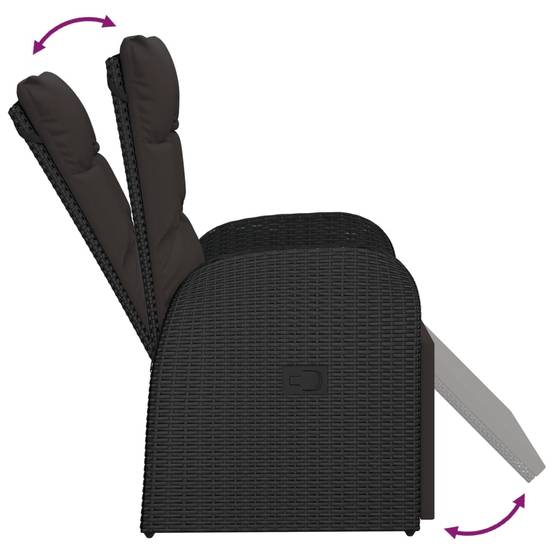 ComfortXL - Fauteuil de Jardin Inclinable Résine Tressée avec Repose-pieds et Coussin pour Patio Noir – ComfortXL Outdoor Living - Image 5