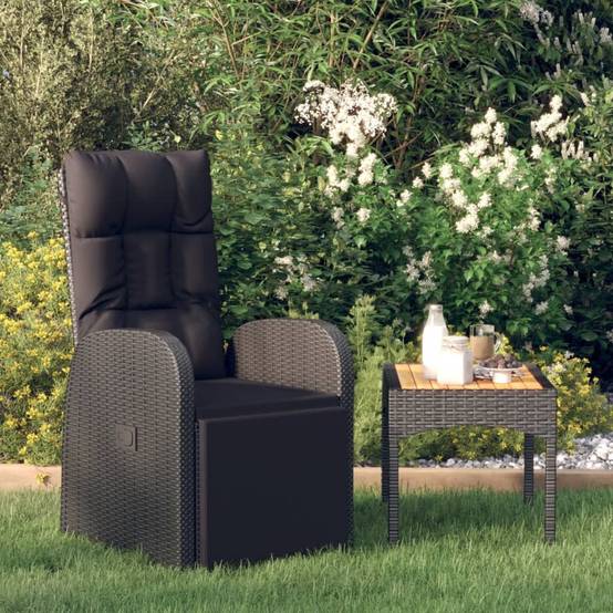 ComfortXL - Fauteuil de Jardin Inclinable Résine Tressée avec Repose-pieds et Coussin pour Patio Noir – ComfortXL Outdoor Living - Image 1