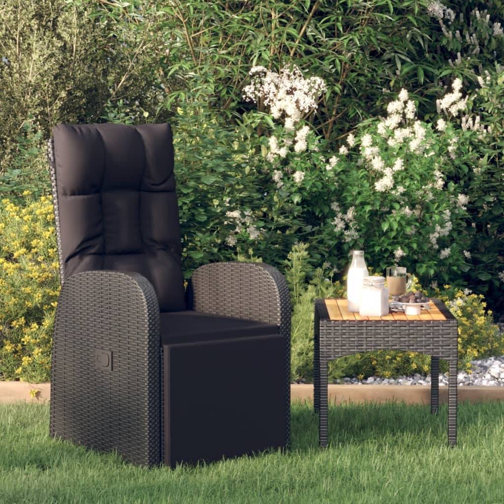 ComfortXL - Fauteuil de Jardin Inclinable Résine Tressée avec Repose-pieds et Coussin pour Patio Noir – ComfortXL Outdoor Living - Image 1