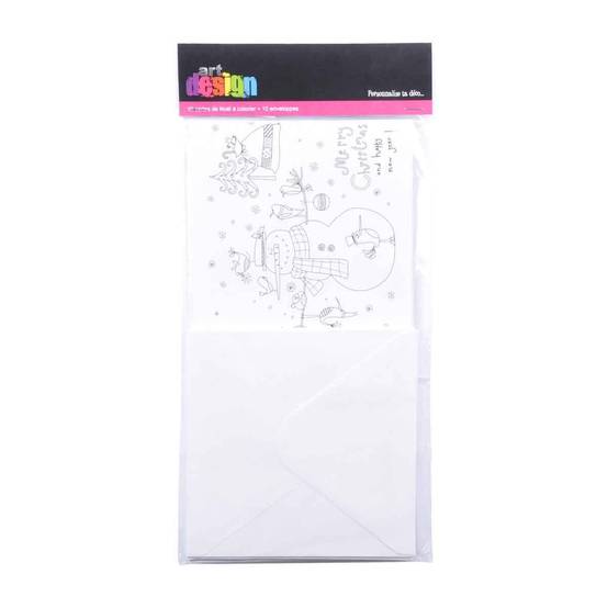 Lot de 10 Cartes de Noël "A Colorier" 14cm Blanc - Image 2