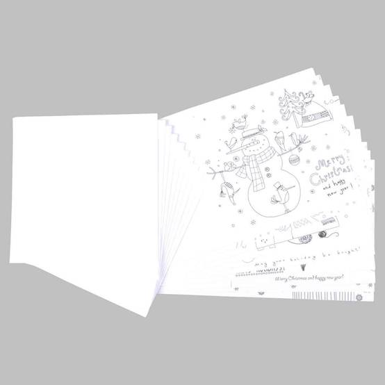 Lot de 10 Cartes de Noël "A Colorier" 14cm Blanc - Image 1