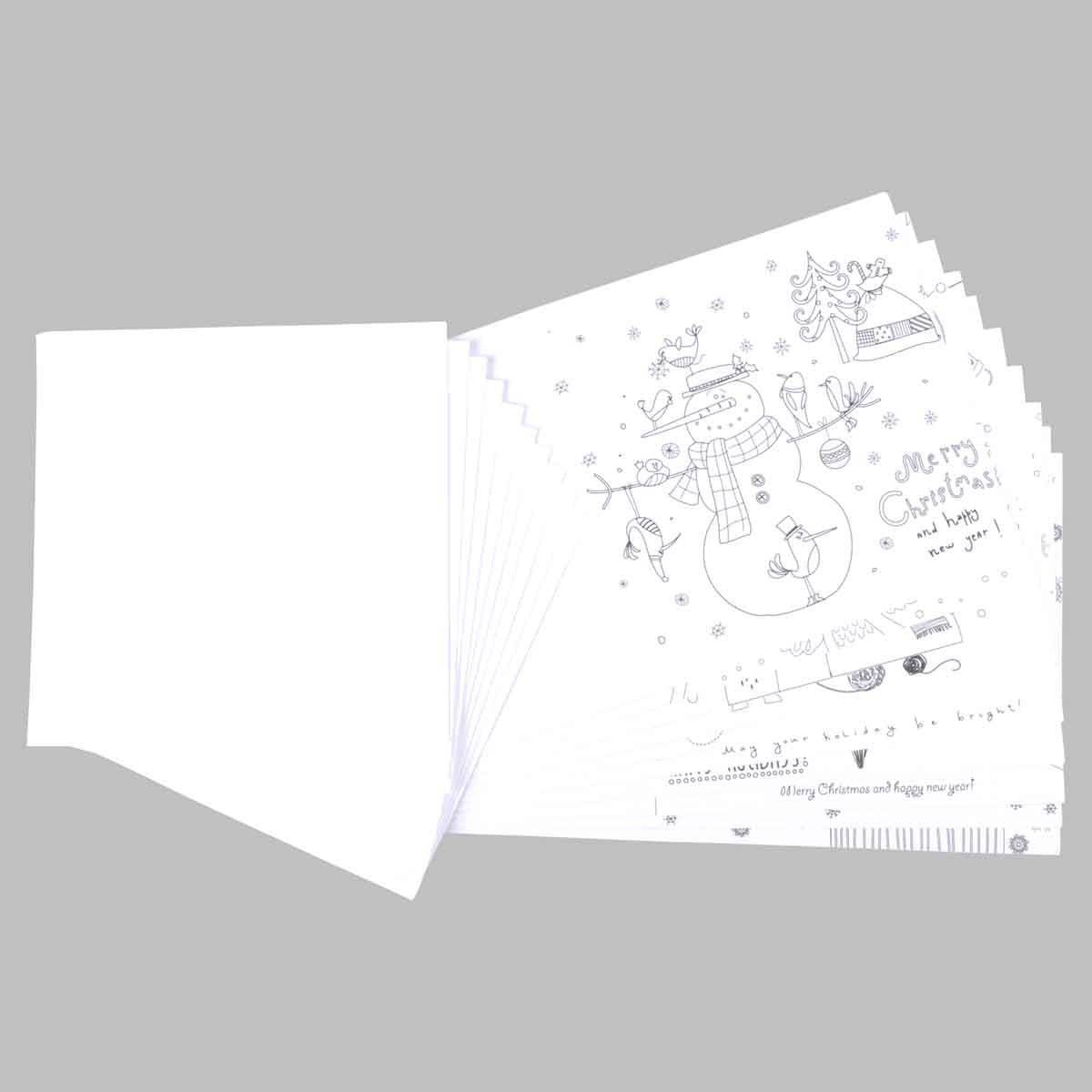Lot de 10 Cartes de Noël "A Colorier" 14cm Blanc - Image 1