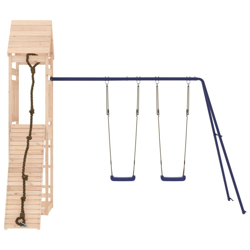 Helloshop26 - Aire de jeux d'extérieur balançoires toboggan portiques robuste jeux jardin 315 x 257 x 264 cm bois de pin massif - Image 4