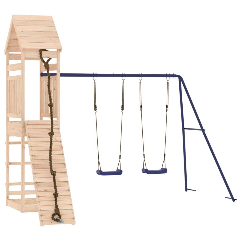 Helloshop26 - Aire de jeux d'extérieur balançoires toboggan portiques robuste jeux jardin 315 x 257 x 264 cm bois de pin massif - Image 2