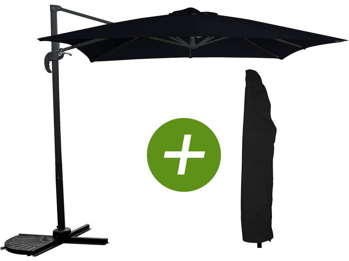 Habitat Et Jardin - Parasol Jardin Déporté "soleil" - Carré - 2.5 X 2.5 M - Noir + Housse De Protection -habitat Et Jardin - Image 1
