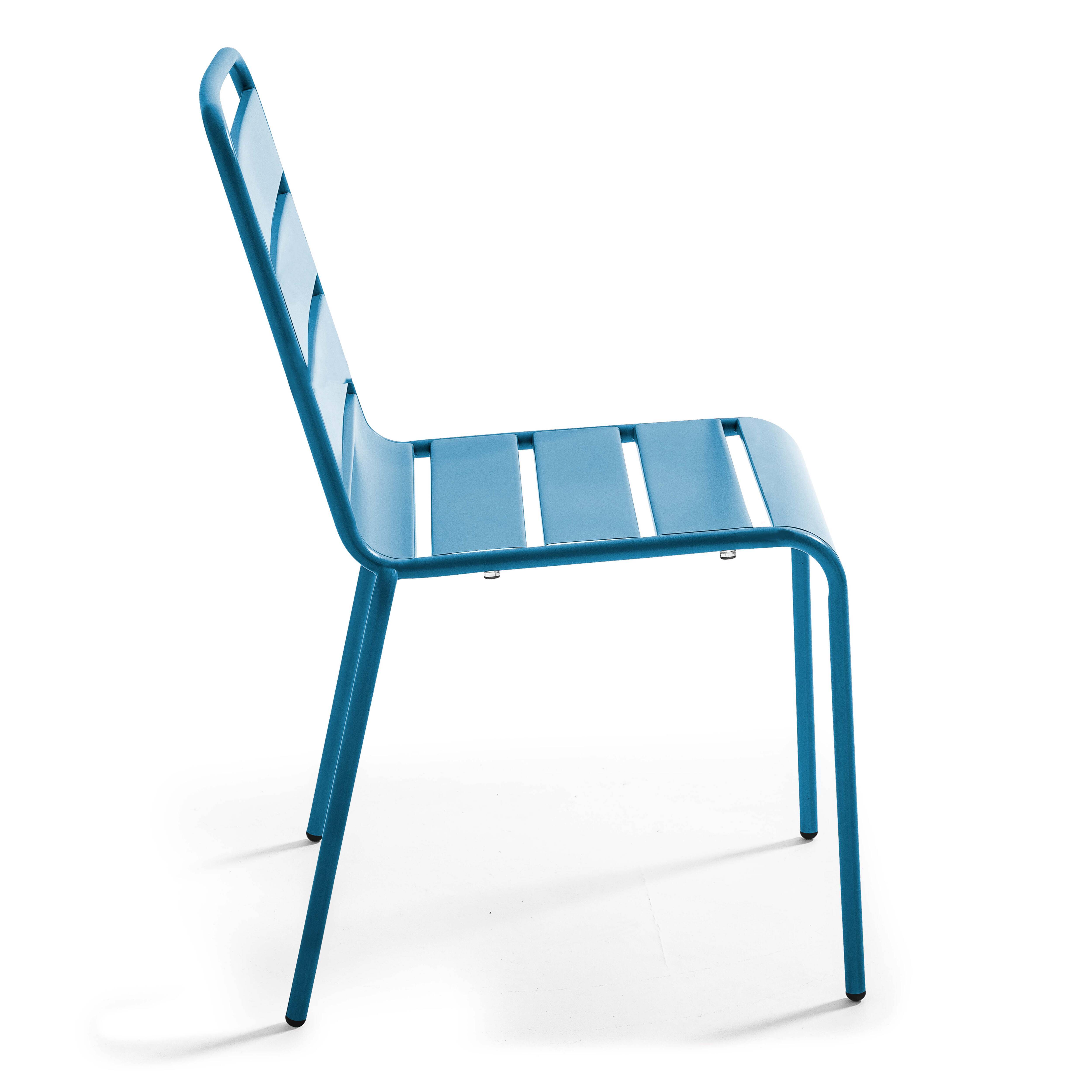 Oviala - Ensemble table de jardin carrée et 4 chaises bleu pacific Palavas - Oviala - Image 5