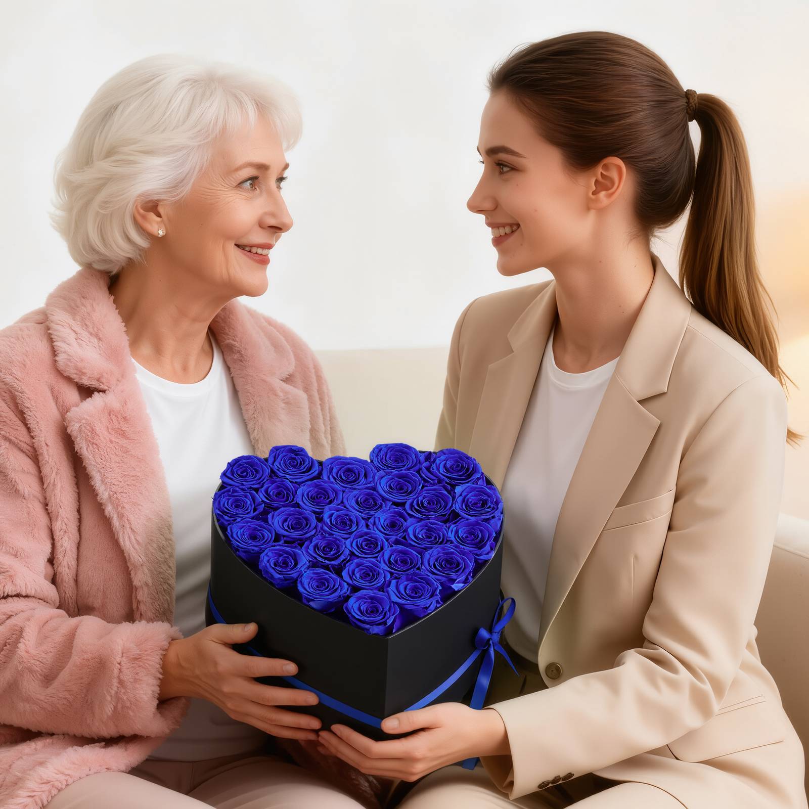 Vevor - VEVOR Rose Éternelle Fleurs Éternelles Préservées 27 PCS Boîte Cœur Bleu Royal - Image 8