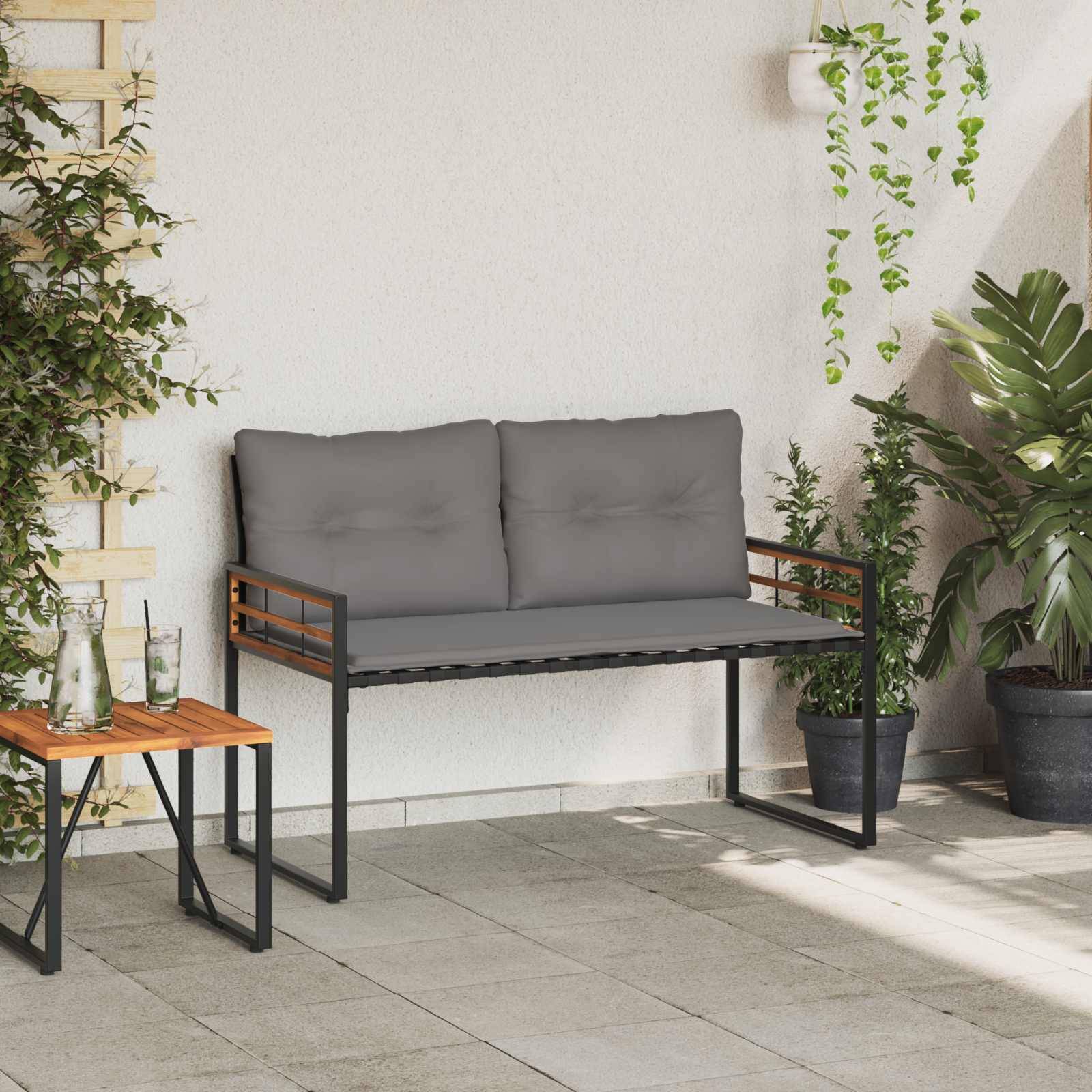 Vidaxl - Banc à couches en bois avec coussin Gris clair 114 x 55 x 77 cm vidaXL 42026938 - Image 4