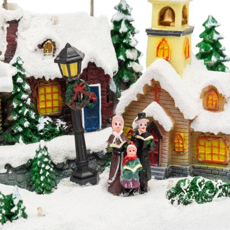 Lotti - Village de Noël LED Enneigé avec Eglise Père Noël sur Traineau Volant avec Rennes en Mouvement et Musique Lotti - Image 2