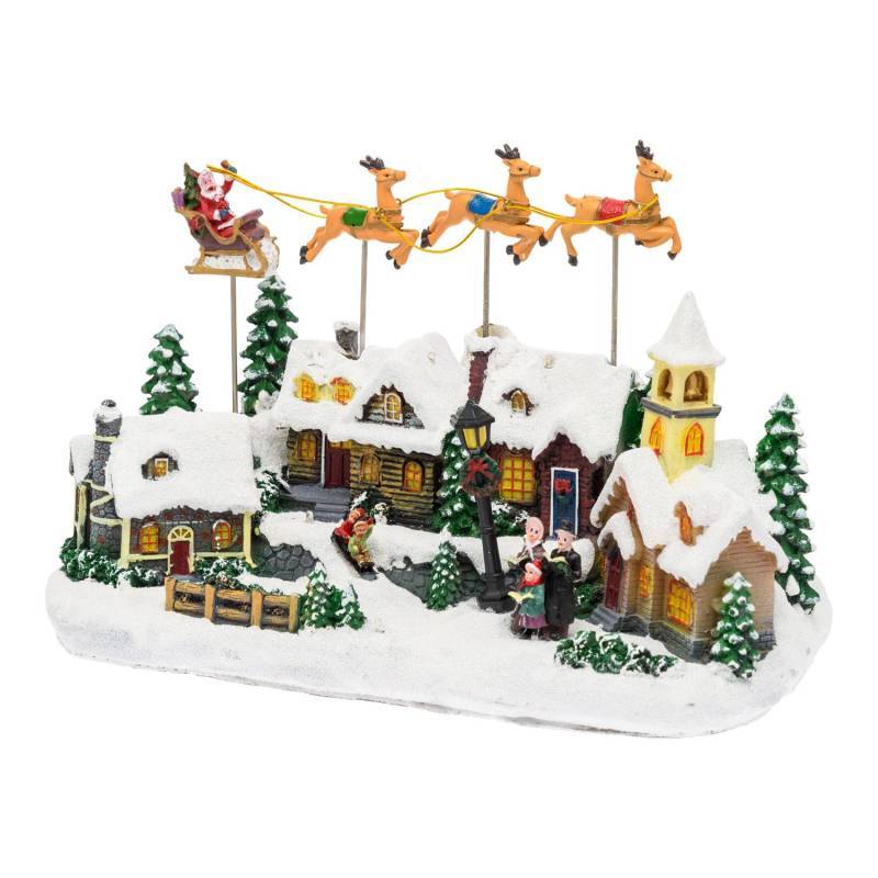 Lotti - Village de Noël LED Enneigé avec Eglise Père Noël sur Traineau Volant avec Rennes en Mouvement et Musique Lotti - Image 9