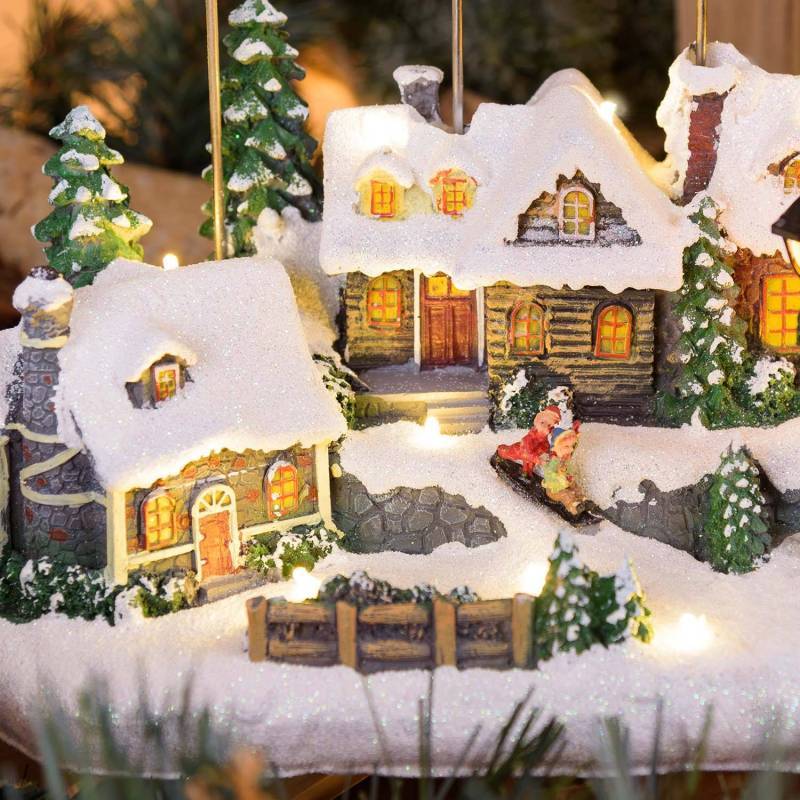 Lotti - Village de Noël LED Enneigé avec Eglise Père Noël sur Traineau Volant avec Rennes en Mouvement et Musique Lotti - Image 6