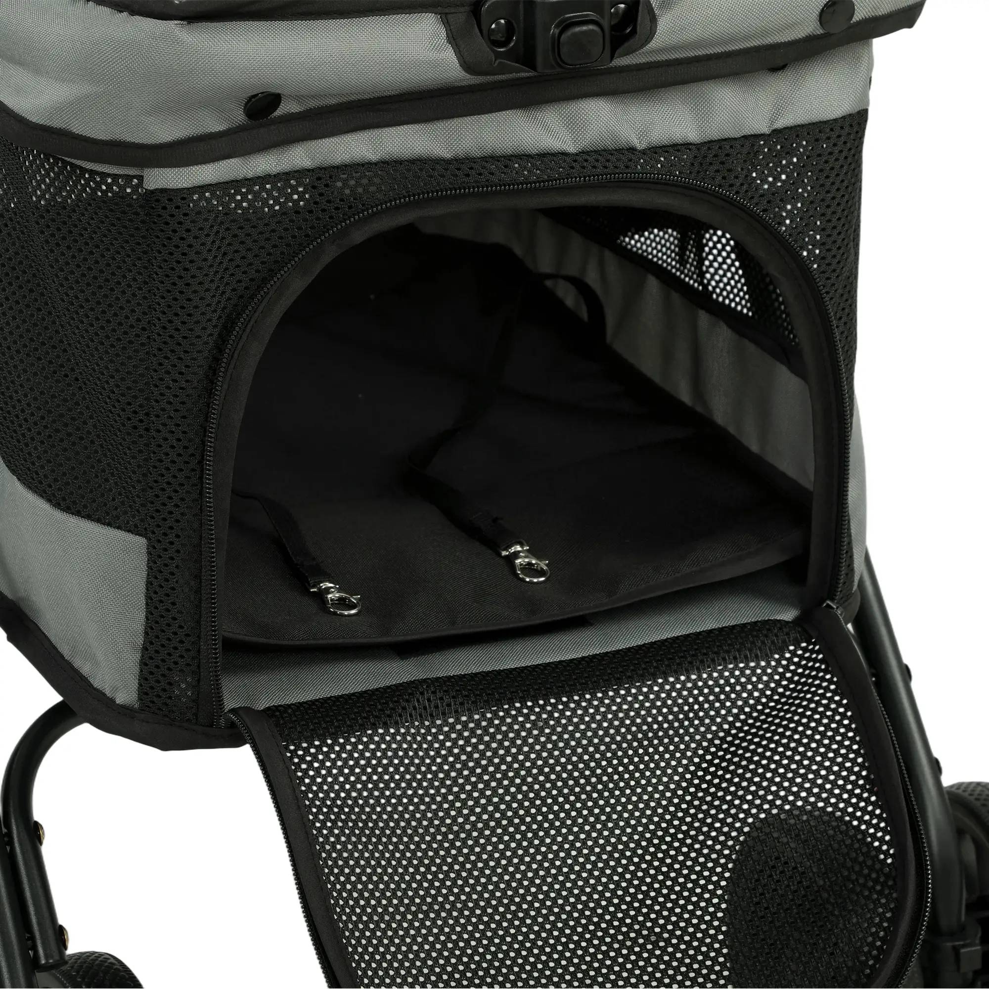 ComfortXL - Poussette pour chien et chat tissu Oxford gris noir pliable promenade voyage - ComfortXL Outdoor Living - Image 7