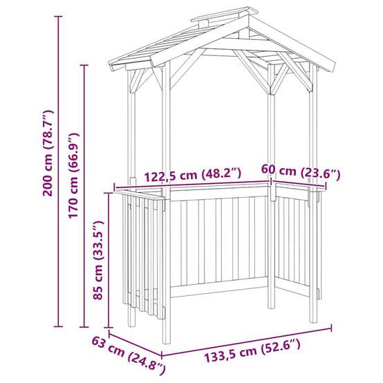 Vidaxl - Abri pour barbecue 133,5 x 63 x 200 cm Pinède imprégnée vidaXL 42013037 - Image 3