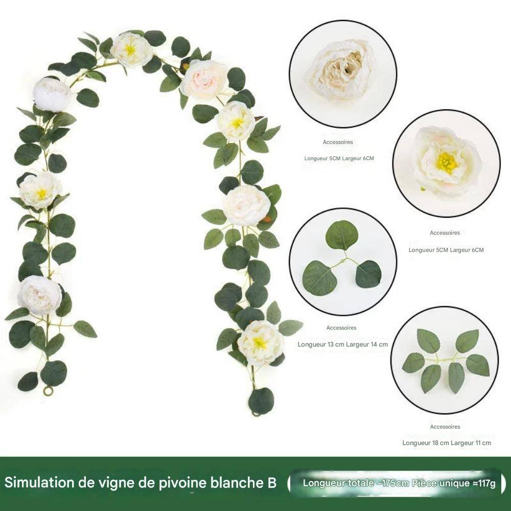 Décoration Murale Pivoines et Eucalyptus Artificiels Blanc - Lot de 2 - Pour Mariage et Événements - Lytech - Image 1
