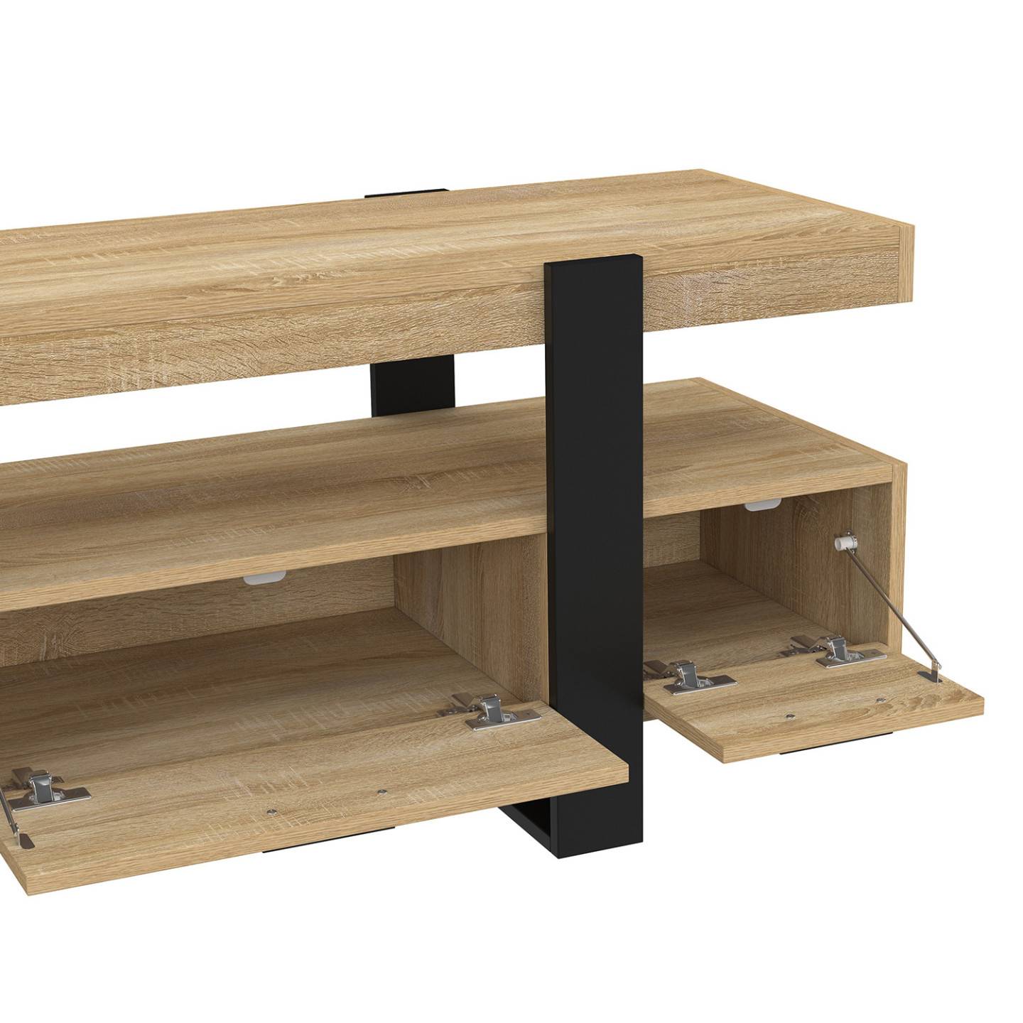 Meuble TV 116 cm PHOENIX avec tiroirs bois et noir - Image 6