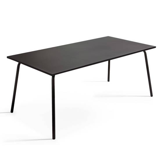 Oviala - Ensemble table de jardin et 6 fauteuils en métal noir Palavas - Oviala - Image 3