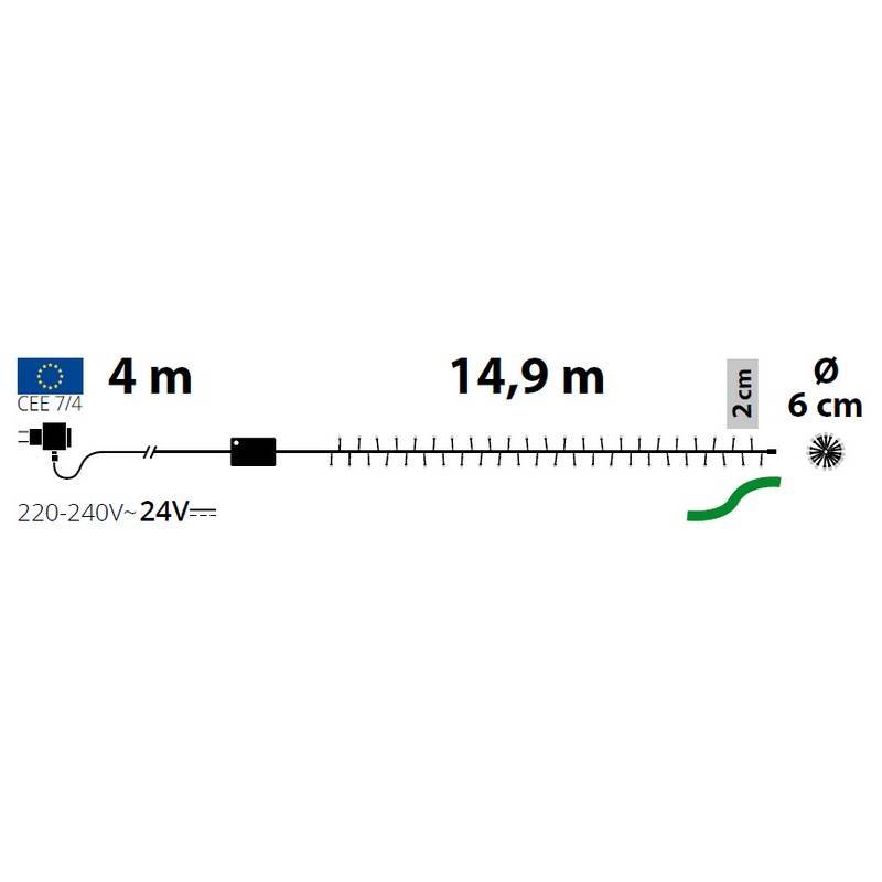 Lotti - Guirlande multicolore BOA 6cm 15M 8 animations 720 LED câble vert Lotti - Image 2