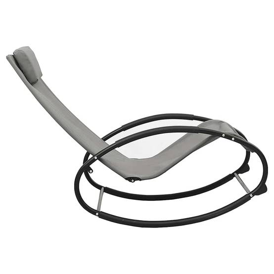 Chaise longue | Transat | Bain de soleil avec oreiller acier et textilène gris - Image 4