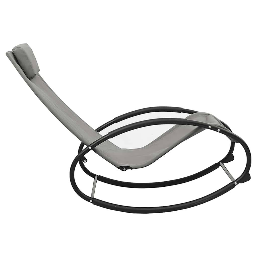 Chaise longue | Transat | Bain de soleil avec oreiller acier et textilène gris - Image 4