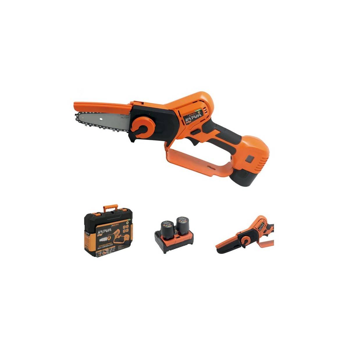 Mini tronçonneuse Scie sans fil 10,8V + 2 batteries 2,5 Ah + Chargeur double Mallette Scie électrique manuelle 300W Katana Brixo