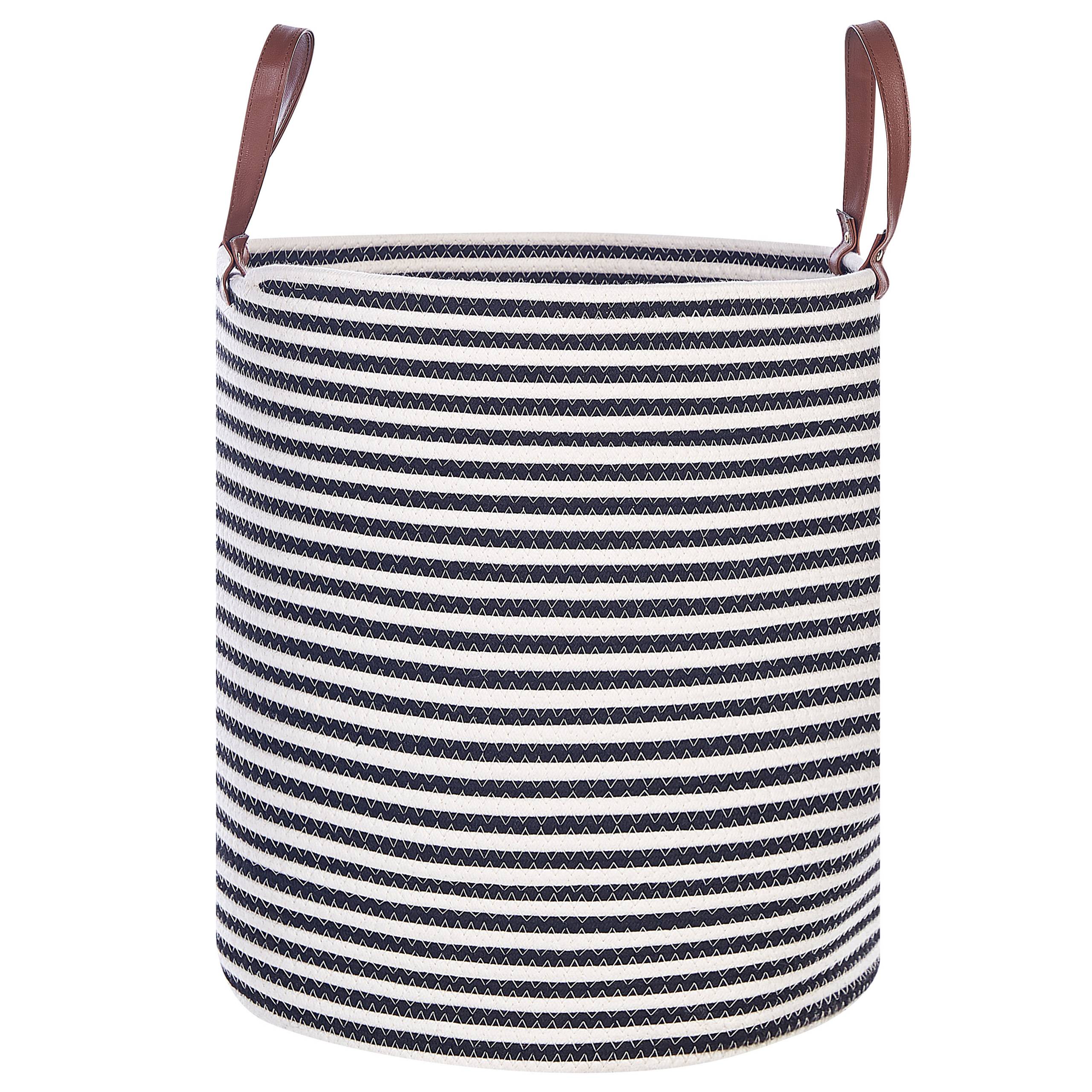 Panier Blanc et Noir en Coton avec Anses à Rayures Corbeille à Linge Rangement Spacieux pour Intérieur Pratique Style Boho - Image 4