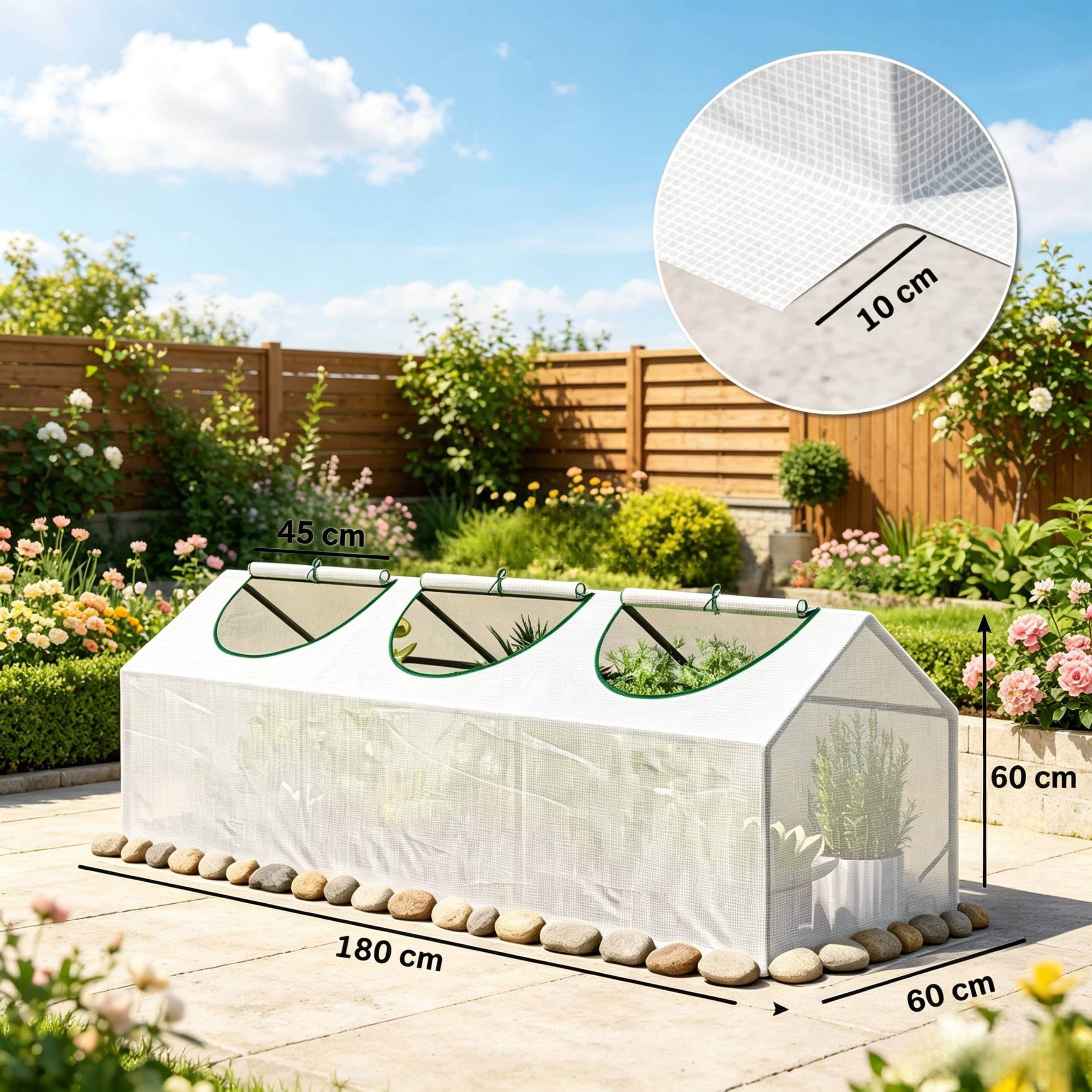 ComfortXL - Mini serre de jardin acier et plastique 180 x 60 x 60 cm blanche balcon anti-UV - ComfortXL Outdoor Living - Image 7