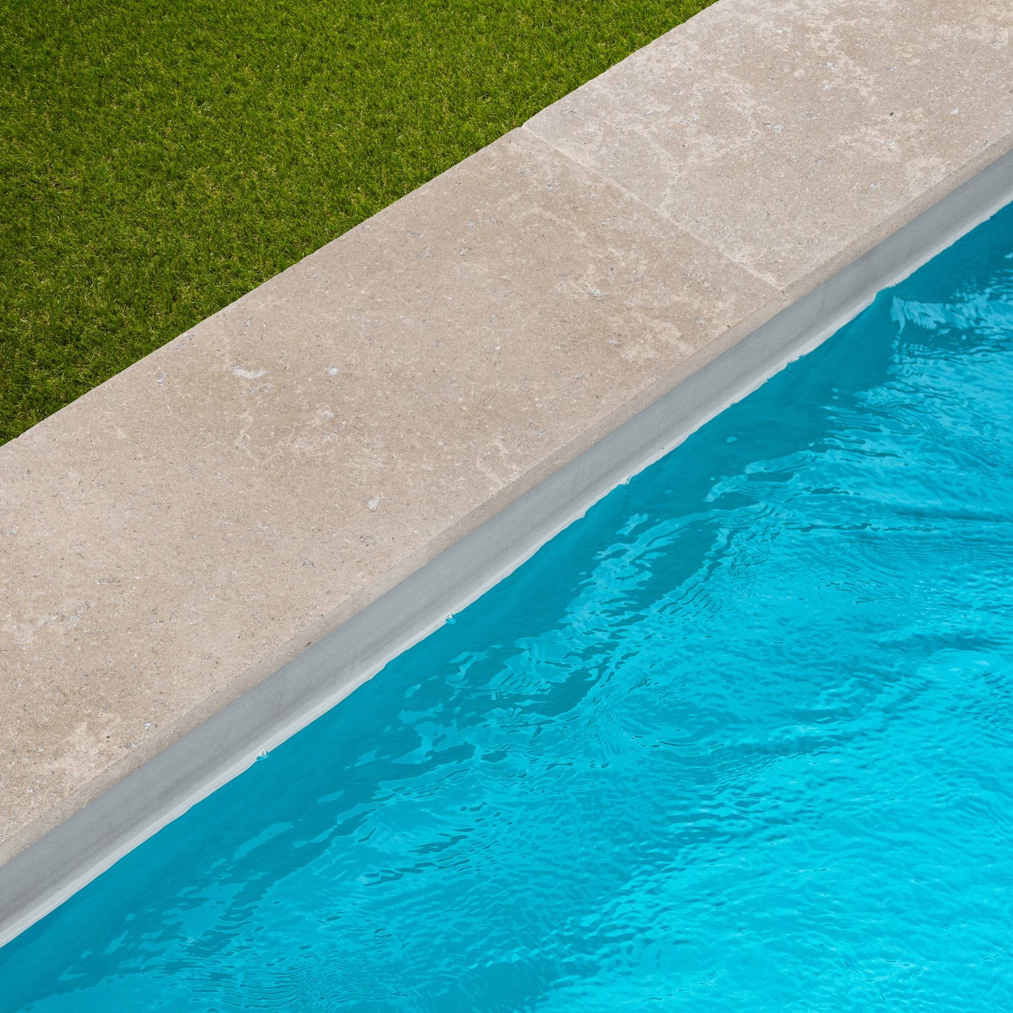 RO'MA Nature - Margelle de piscine Pierre d'Egypte Beige 100x35x3 cm Bord Droit (à l'unité) - RO'MA NATURE