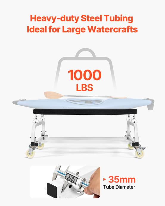 VEVOR Chariot jet ski, charge 454 kg, couchettes réglables, 4 roulettes. Pour kayaks, aéroglisseurs. - Image 2
