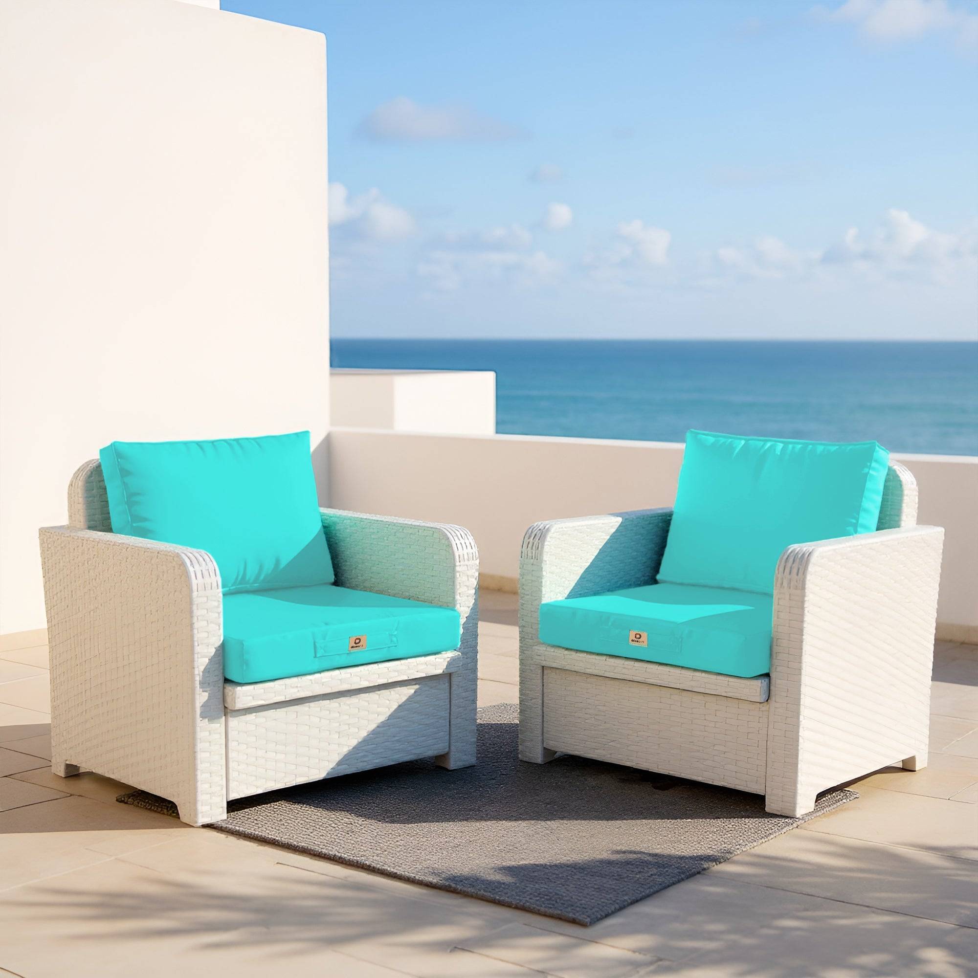 Coussins pour salon de jardin déhoussable 60x60cm Bleu caraïbes - Déco arts - Image 2