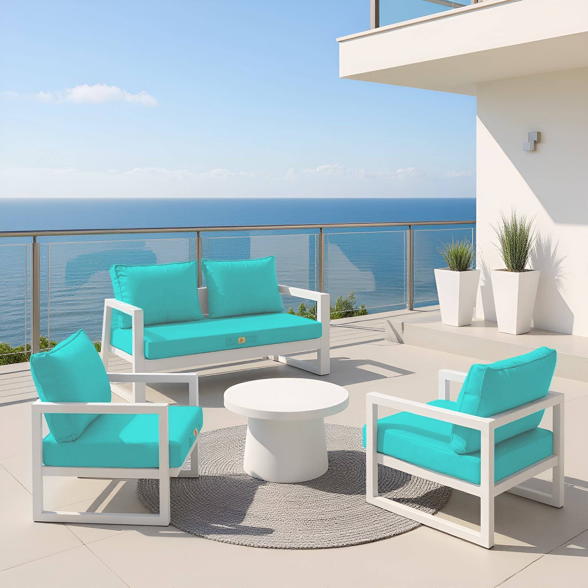 Coussins pour salon de jardin déhoussable 60x60cm Bleu caraïbes - Déco arts - Image 4