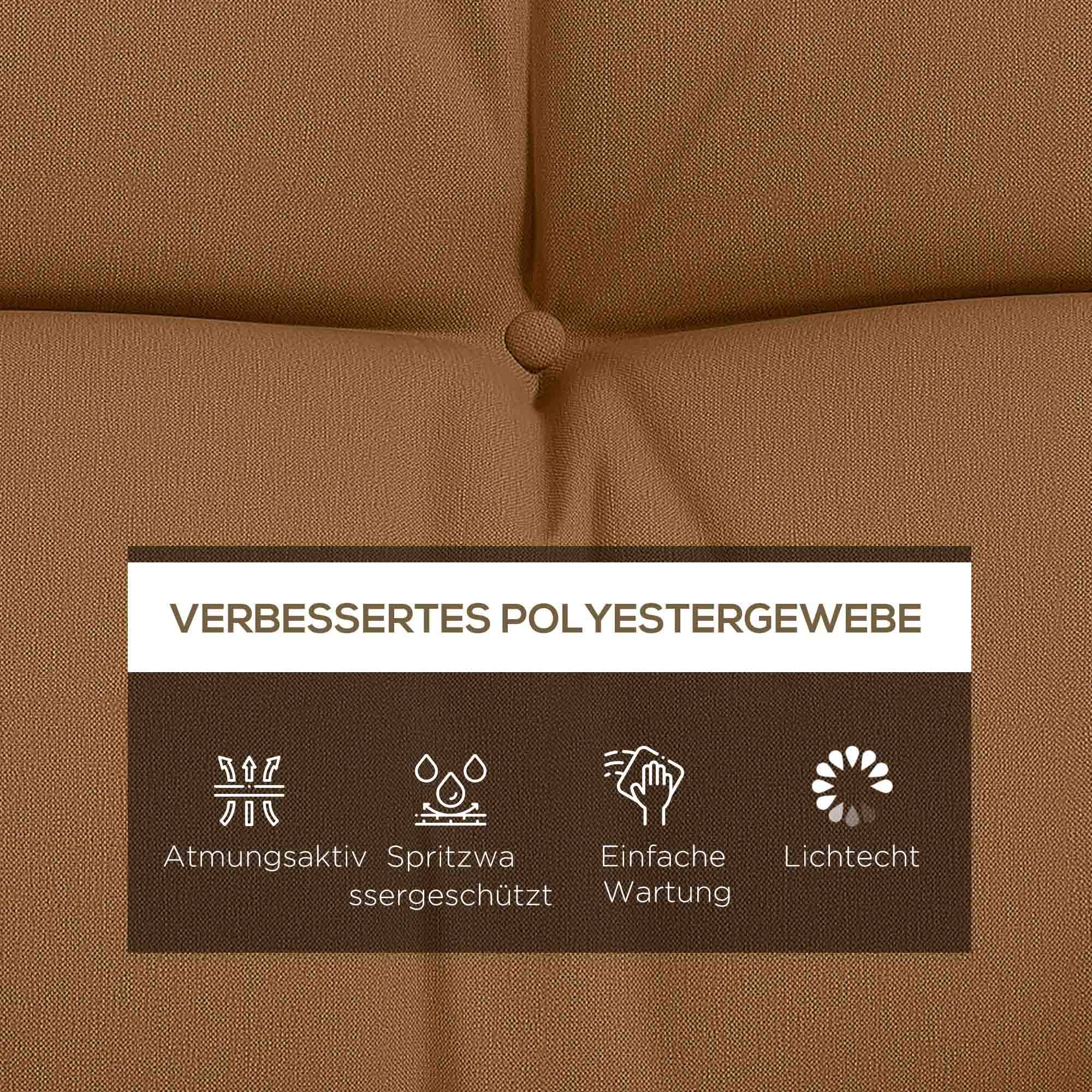 ComfortXL - Coussin de banc polyester 150 x 50 cm brun pour jardin rembourré déperlant avec attaches et coussins assortis - Image 4