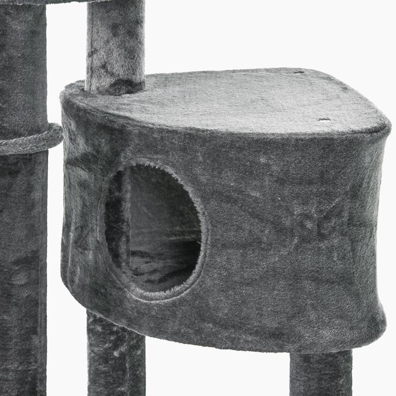 Arbre à Chat XXL Sisal Peluche Griffoir Hauteur Réglable 220-265cm Gris Foncé - ComfortXL Pet Living - Image 8