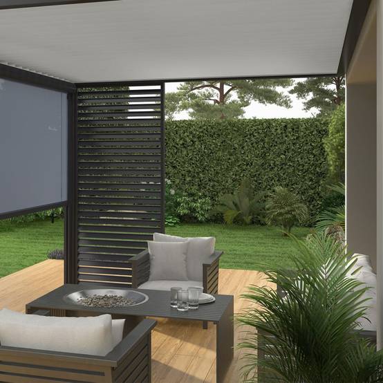 Ombrea - Pergola Bioclimatique Ombréa VS 3x4M adossée - Anthracite/Blanc - V2 - Image 4