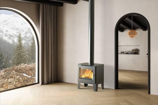 Supra - Poêle à bois étanche - Claude noir - 6,1 kW - acier - bûches 33 cm - sortie Ø150 mm - Image 2